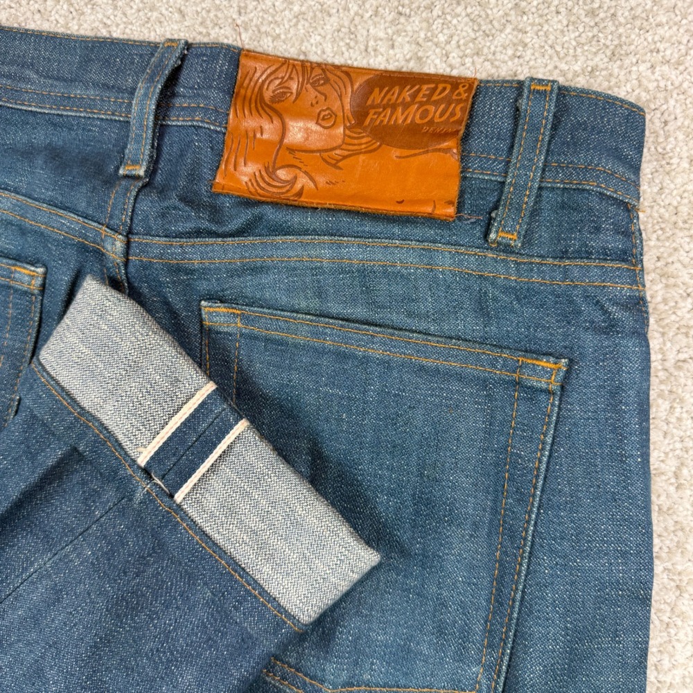 Naked & Famous Jeans Mens 28 Blue Weird Guy Royalcast Selvedge Denim 016693